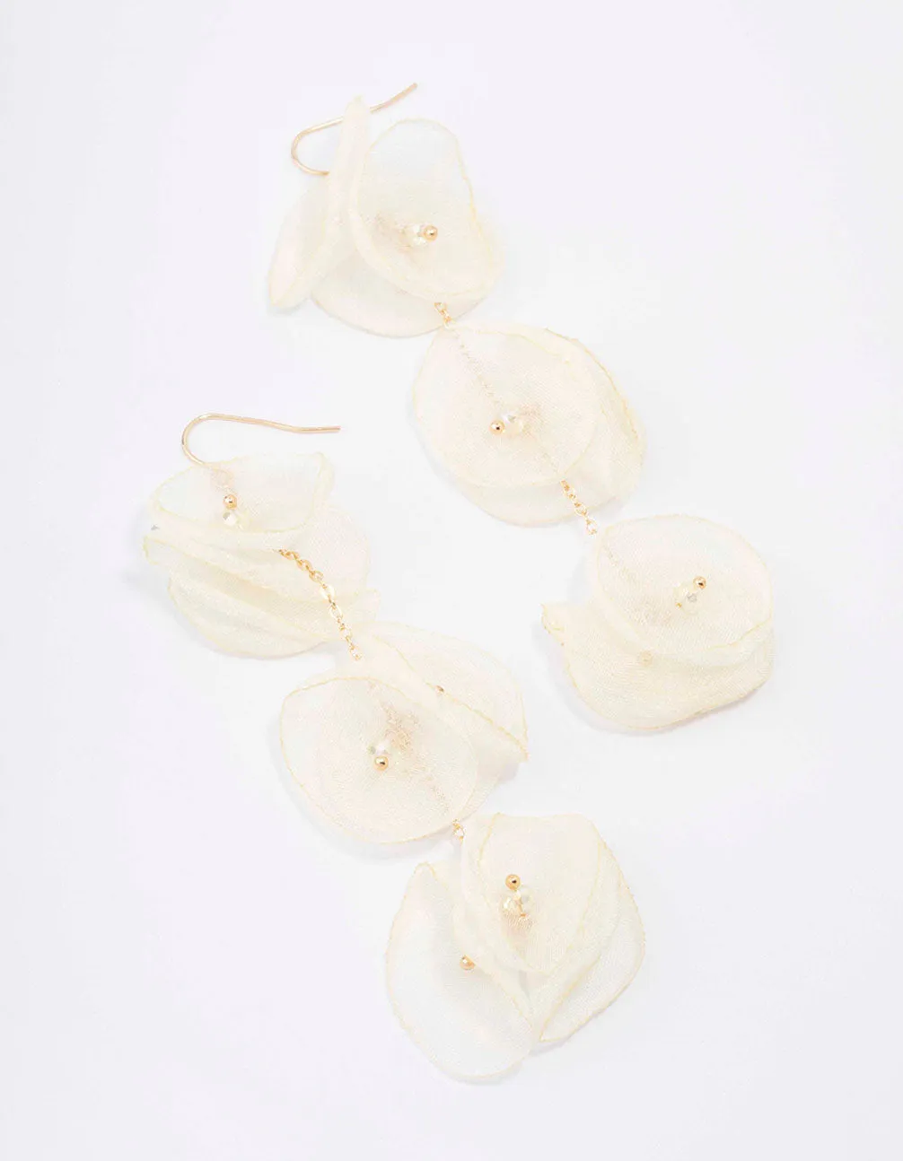 Gold & Cream Petal Drop Earrings sold by lovisa