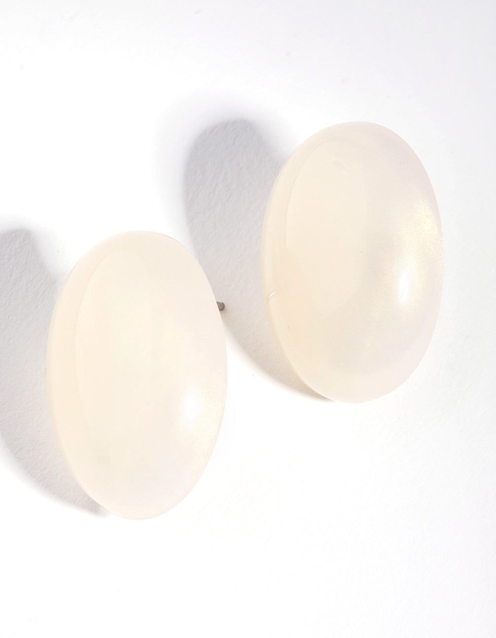 White Acrylic Oval Dome Stud Earrings sold by lovisa