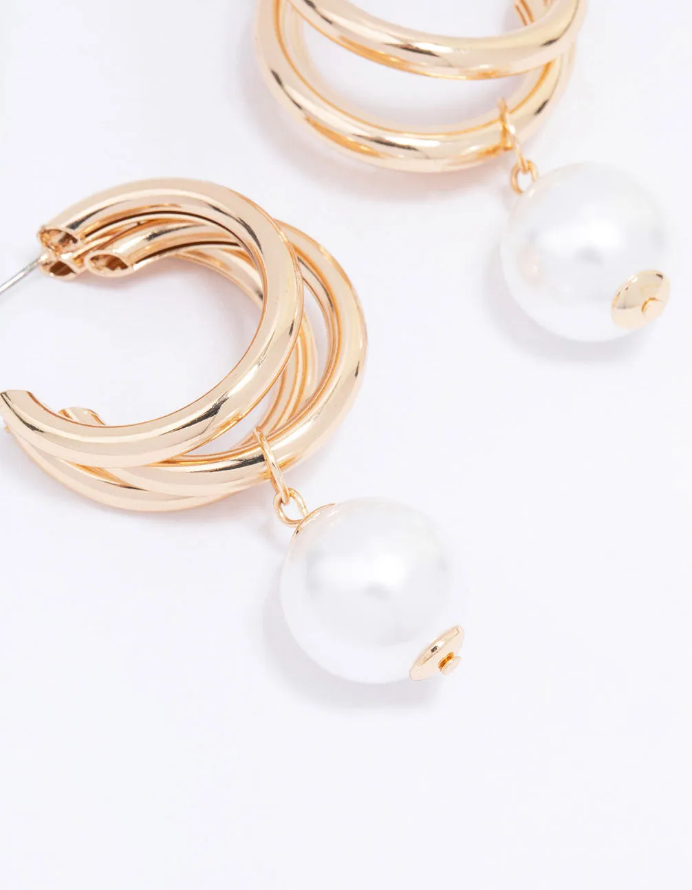 Gold Triple Row Pearl Drop Earrings sold by lovisa product image thumbnail 2