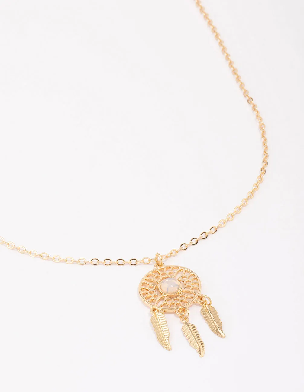 Gold Plated Dream Catcher Pendant Necklace sold by lovisa