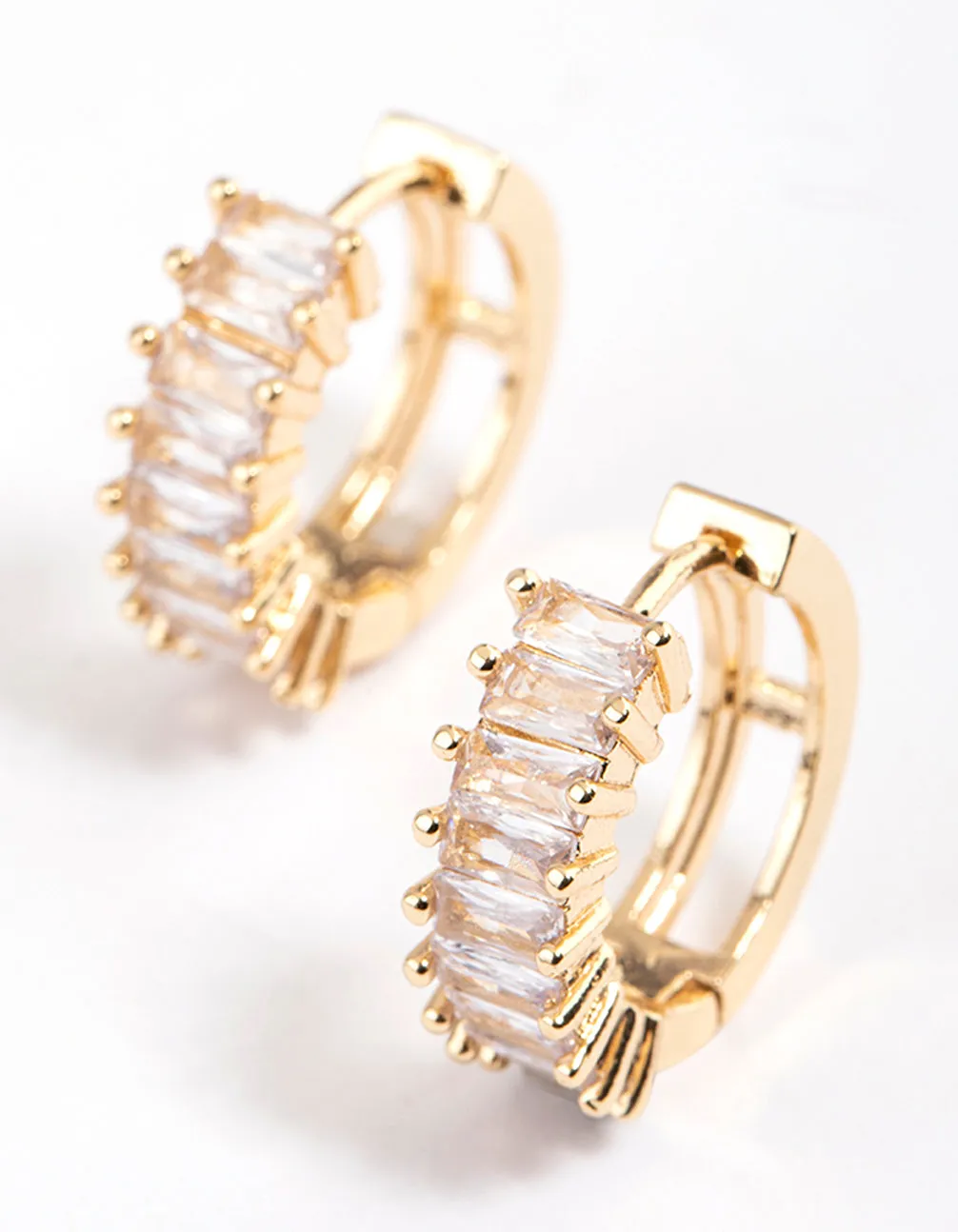 Gold Plated Cubic Zirconia Classic Baguette Hoop Earrings sold by lovisa product image thumbnail 2
