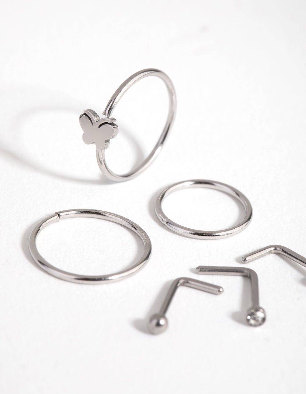 Surgical Steel Rhodium Butterfly Nose Stud 6-Pack sold by lovisa product image thumbnail 2