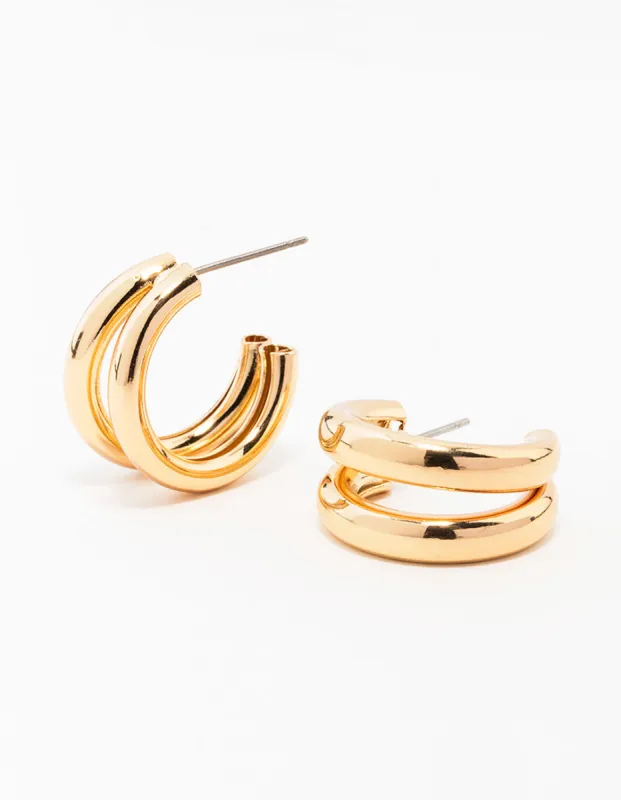 Gold Double Hoop Earrings sold by lovisa