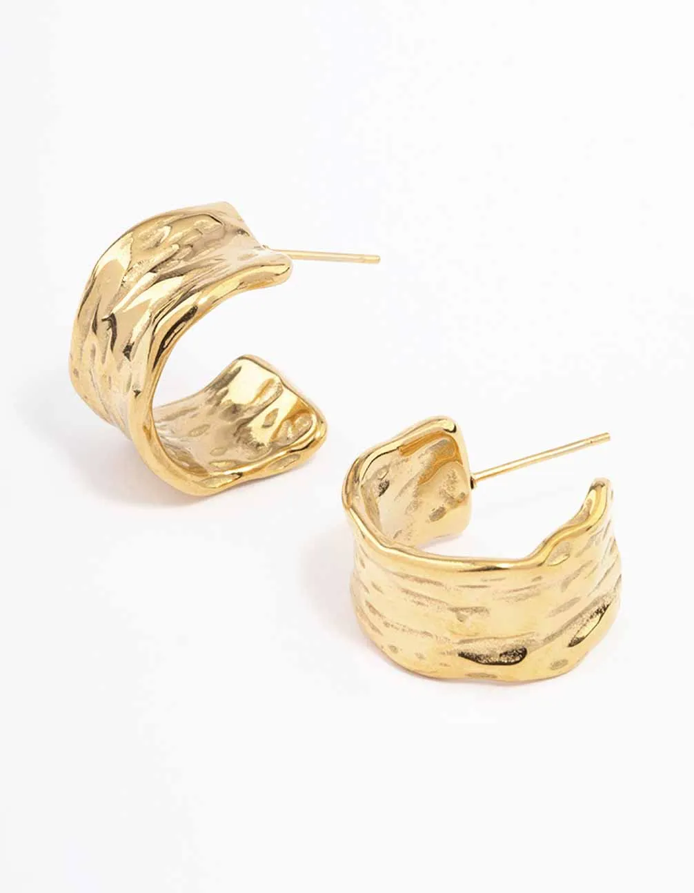Waterproof Gold Plated Stainless Steel Ripple Molten Hoop Earrings sold by lovisa product image thumbnail 2