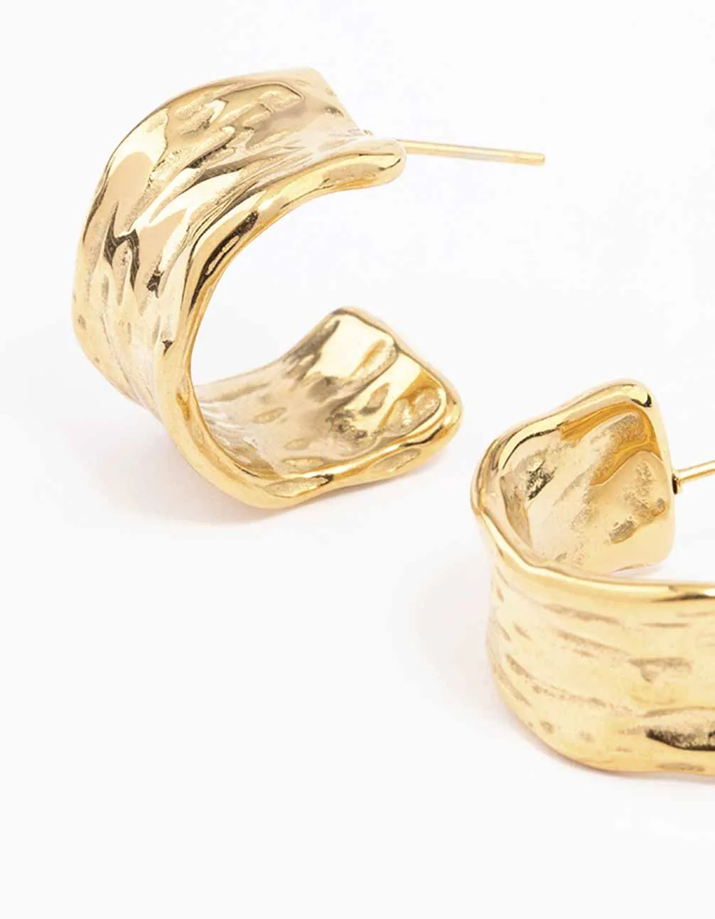 Waterproof Gold Plated Stainless Steel Ripple Molten Hoop Earrings sold by lovisa product image thumbnail 3