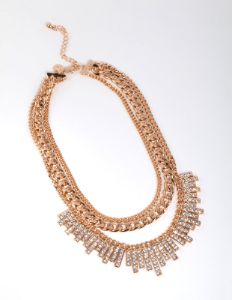 Gold Statement Diamante Stack Layered Necklace sold by lovisa