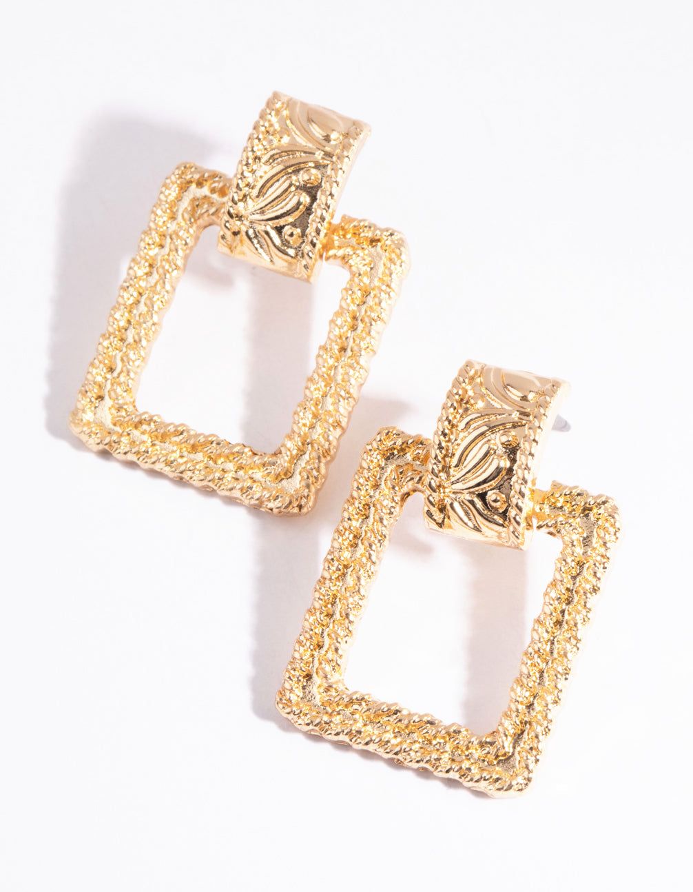 Gold Rectangular Drop Earrings sold by lovisa