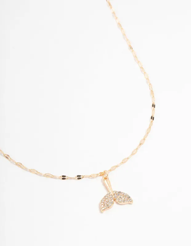 Gold Diamante Whale Tail Necklace sold by lovisa