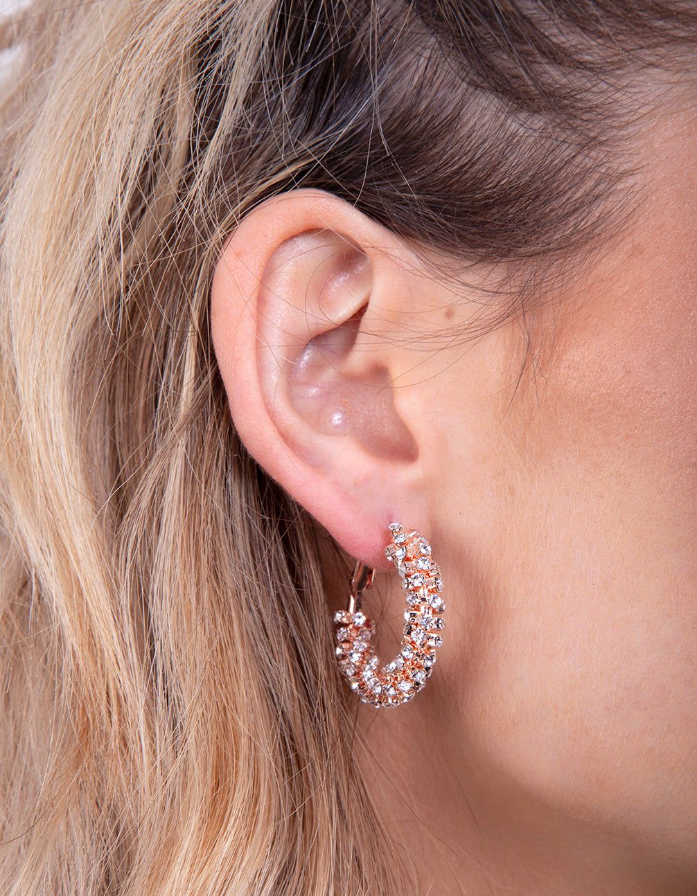 Rose Gold Cupchain Diamante Hoop Earrings sold by lovisa product image thumbnail 4