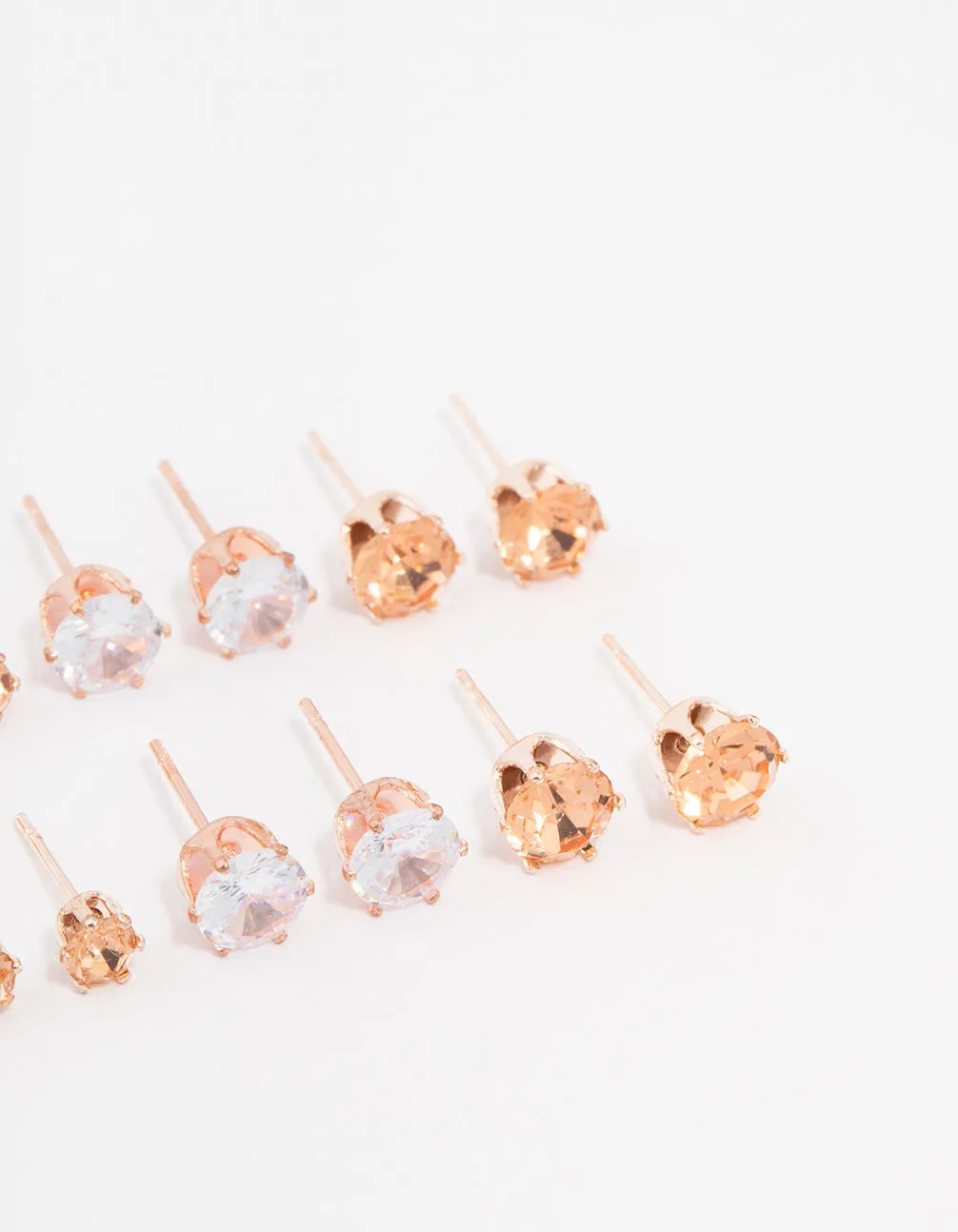 Rose Gold Basic Diamante Stud Earrings 8-Pack sold by lovisa product image thumbnail 3