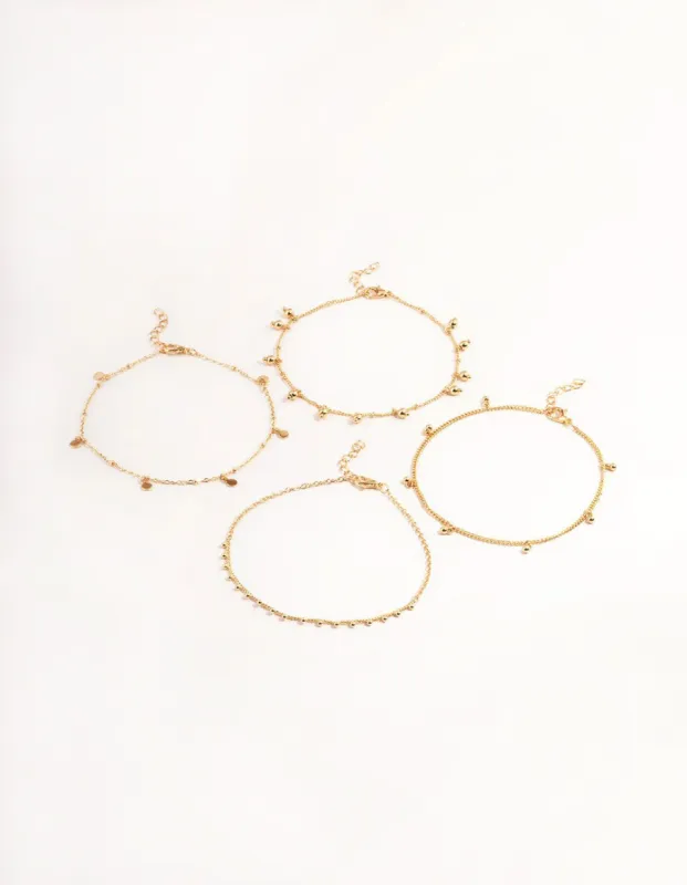 Gold Four Layer Ball Drop Anklet sold by lovisa