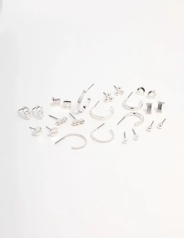 Silver Stud & Hoop Basic Earring Pack sold by lovisa