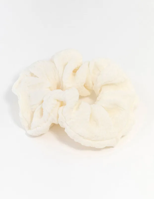 Cream Fabric Seersucker Scrunchie sold by lovisa