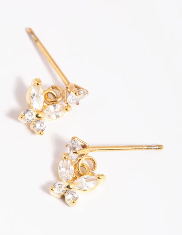 Gold Plated Surgical Steel Butterfly Stud Earrings sold by lovisa