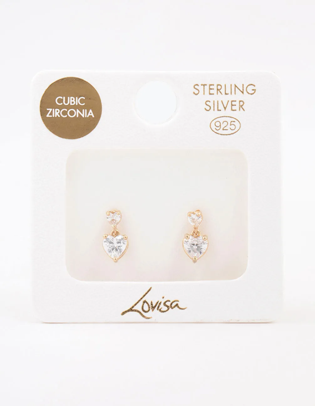 Gold Plated Sterling Silver Heart Cubic Zirconia Stud Earrings sold by lovisa product image thumbnail 3