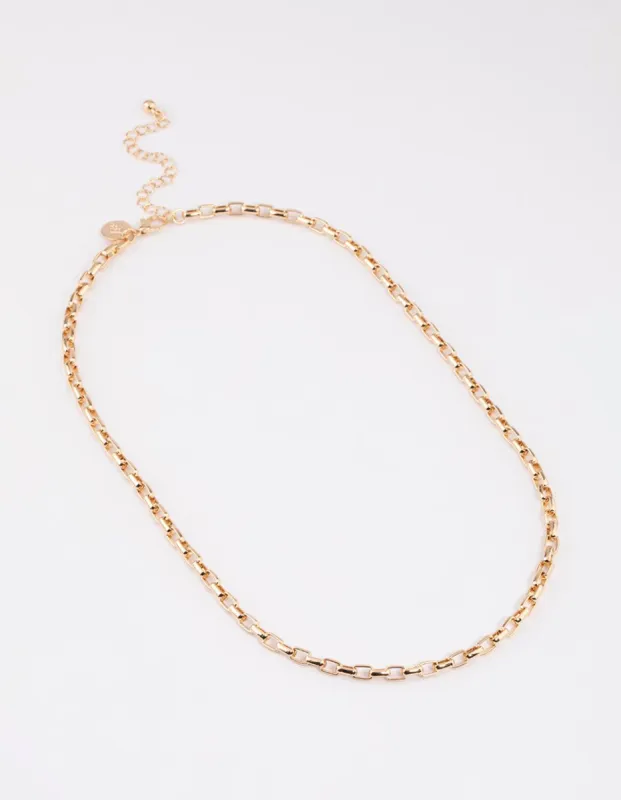 Gold Statement Box Chain Necklace sold by lovisa