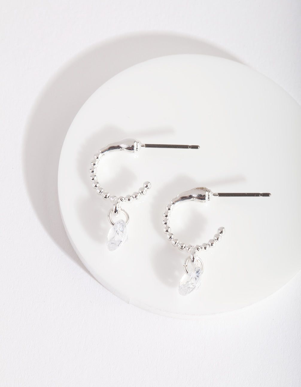 Silver Cubic Zirconia Ball Huggie Earrings sold by lovisa