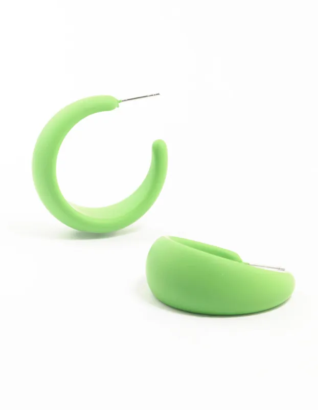 Green Coated Pointed Wide Hoop Earrings sold by lovisa