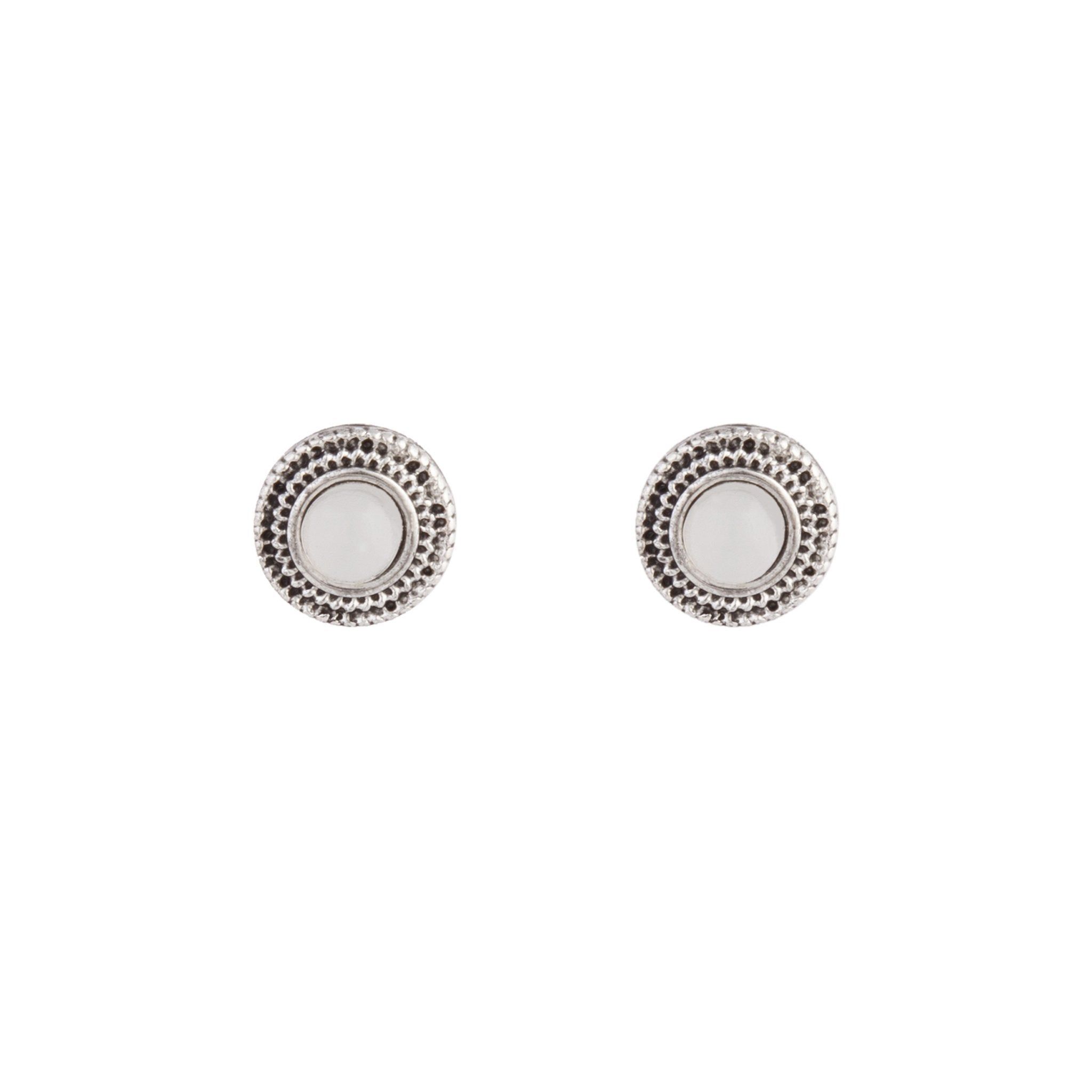 Antique Silver Diamante Centre Etched Earrings sold by lovisa