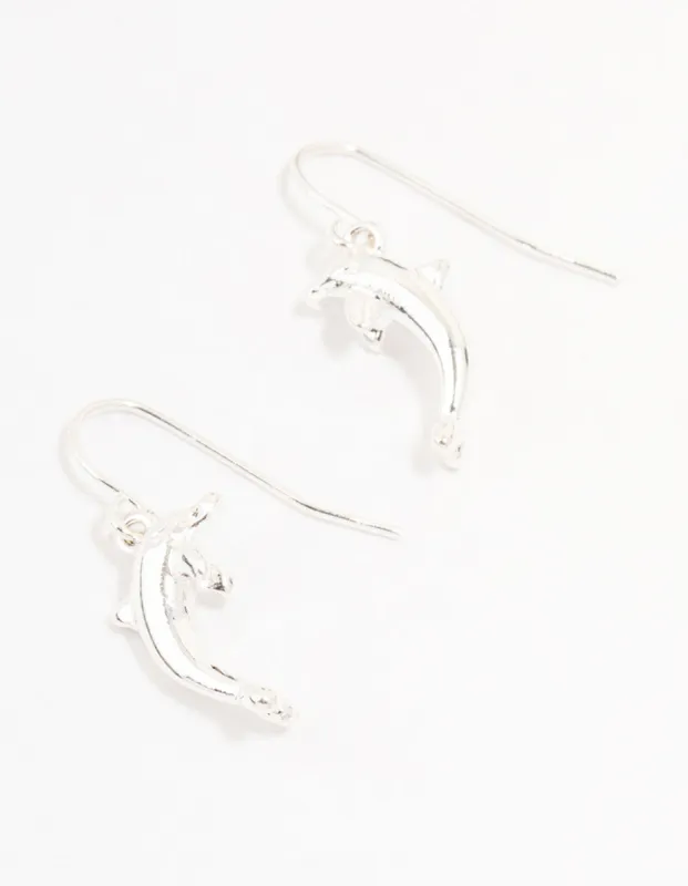 Silver Dolphin Drop Earrings sold by lovisa