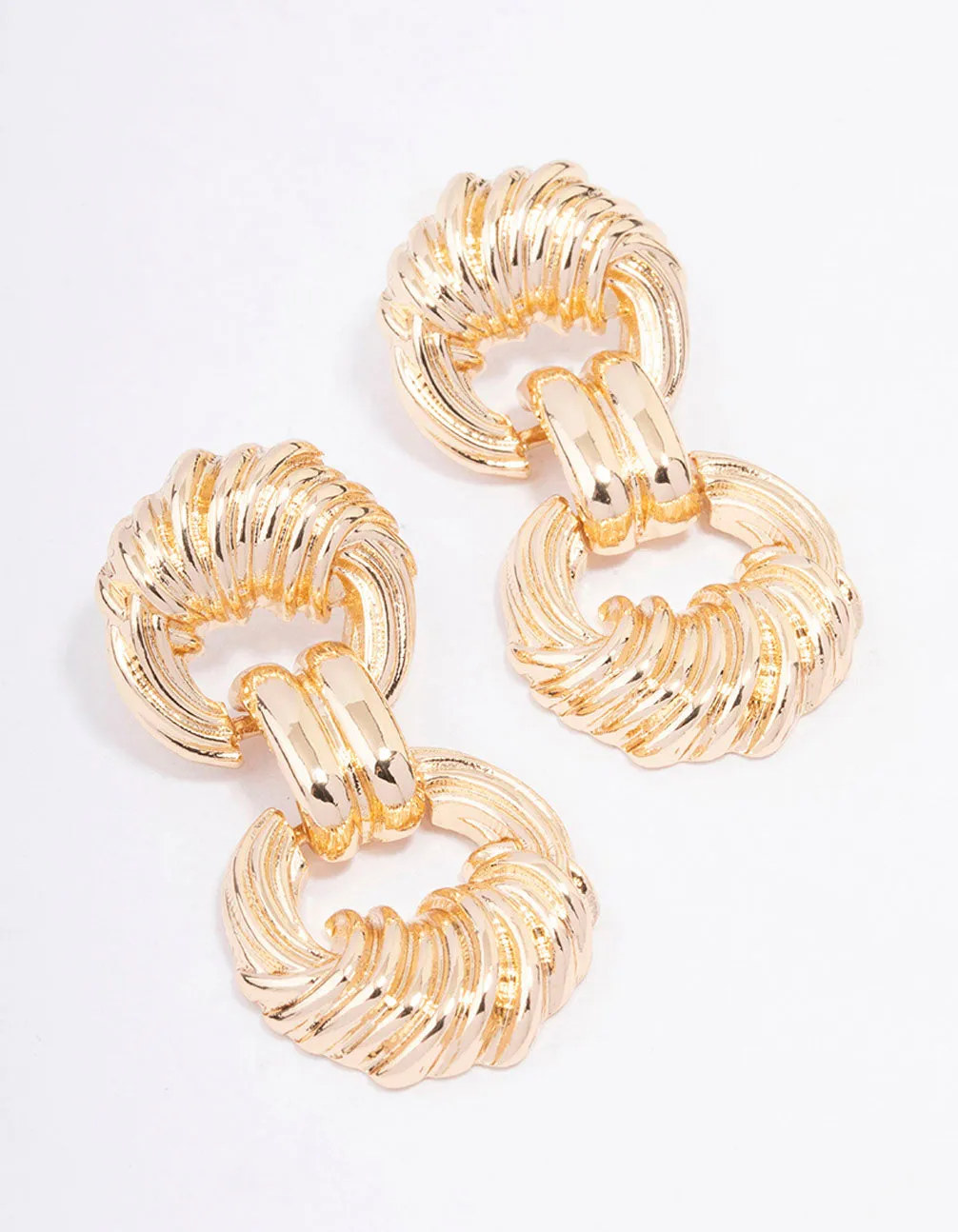 Gold Textured Knotted Drop Earrings sold by lovisa
