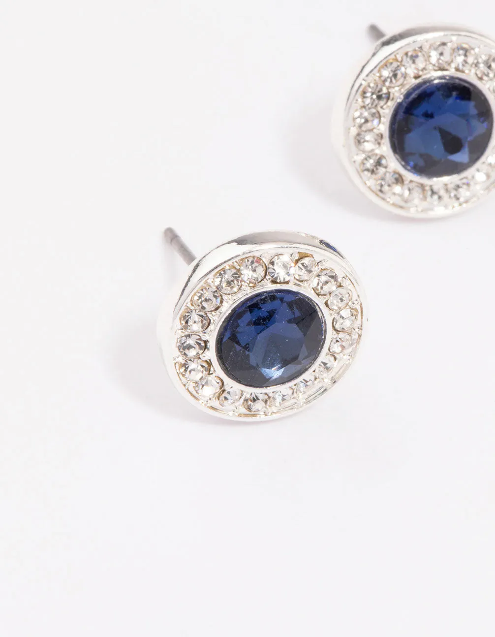 Silver Halo Sapphire Diamante Stud Earrings sold by lovisa product image thumbnail 2