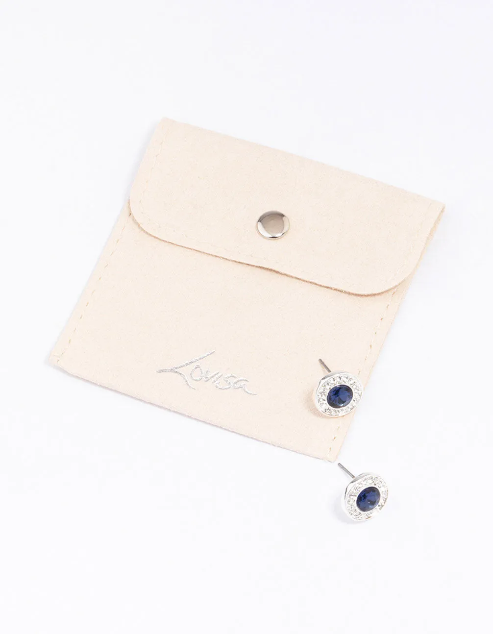 Silver Halo Sapphire Diamante Stud Earrings sold by lovisa product image thumbnail 4