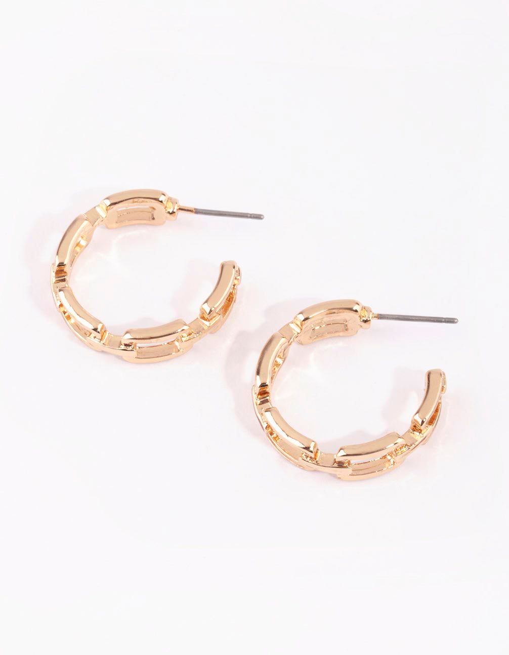 Gold Flat Chain Hoop Earrings sold by lovisa