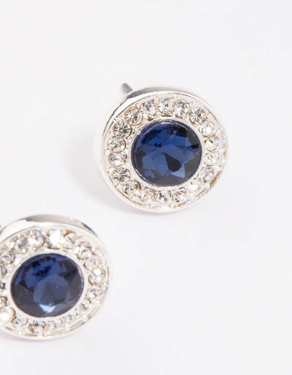 Silver Halo Sapphire Diamante Stud Earrings sold by lovisa product image thumbnail 3