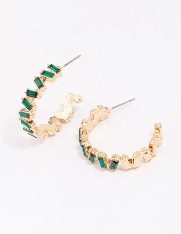 Gold Zig Zag Baguette Drop Earrings sold by lovisa