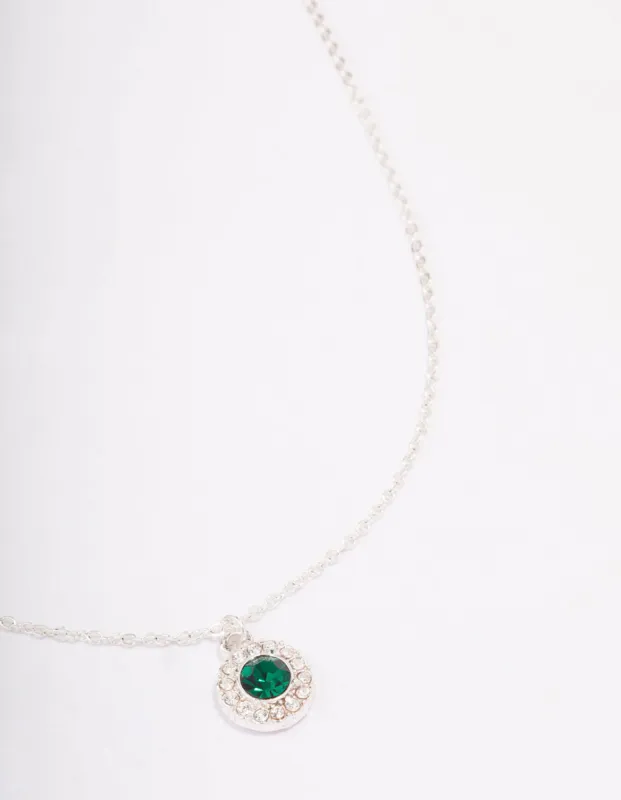 Silver Emerald Halo Pendant Necklace sold by lovisa