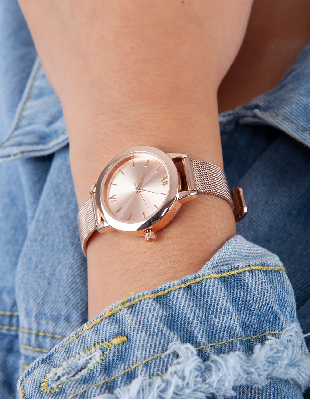 Rose Gold Skinny Mesh Watch sold by lovisa product image thumbnail 5