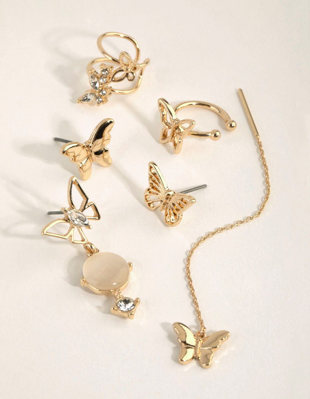 Gold Multi Butterfly Earring Pack sold by lovisa