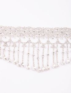 Silver Diamante Fringe Statement Choker sold by lovisa