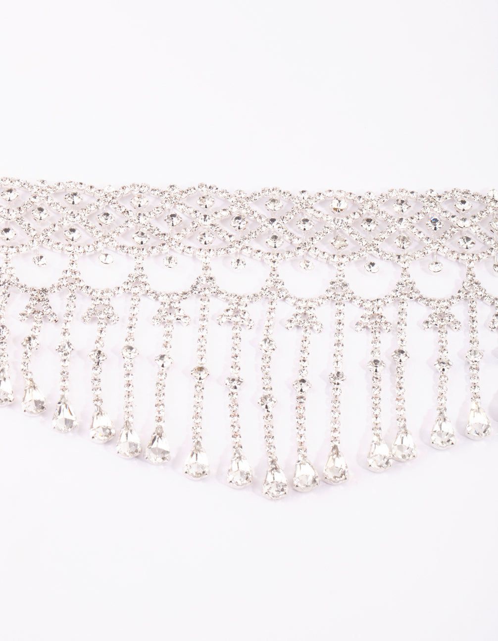 Silver Diamante Fringe Statement Choker sold by lovisa