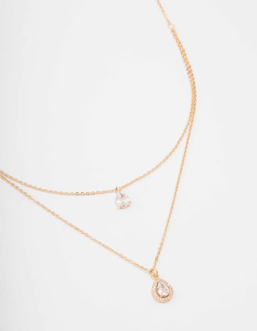 Gold Pear Halo Layered Necklace sold by lovisa