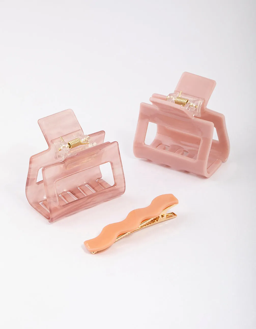 Blush Acrylic Squiggle Claw Clip Pack sold by lovisa