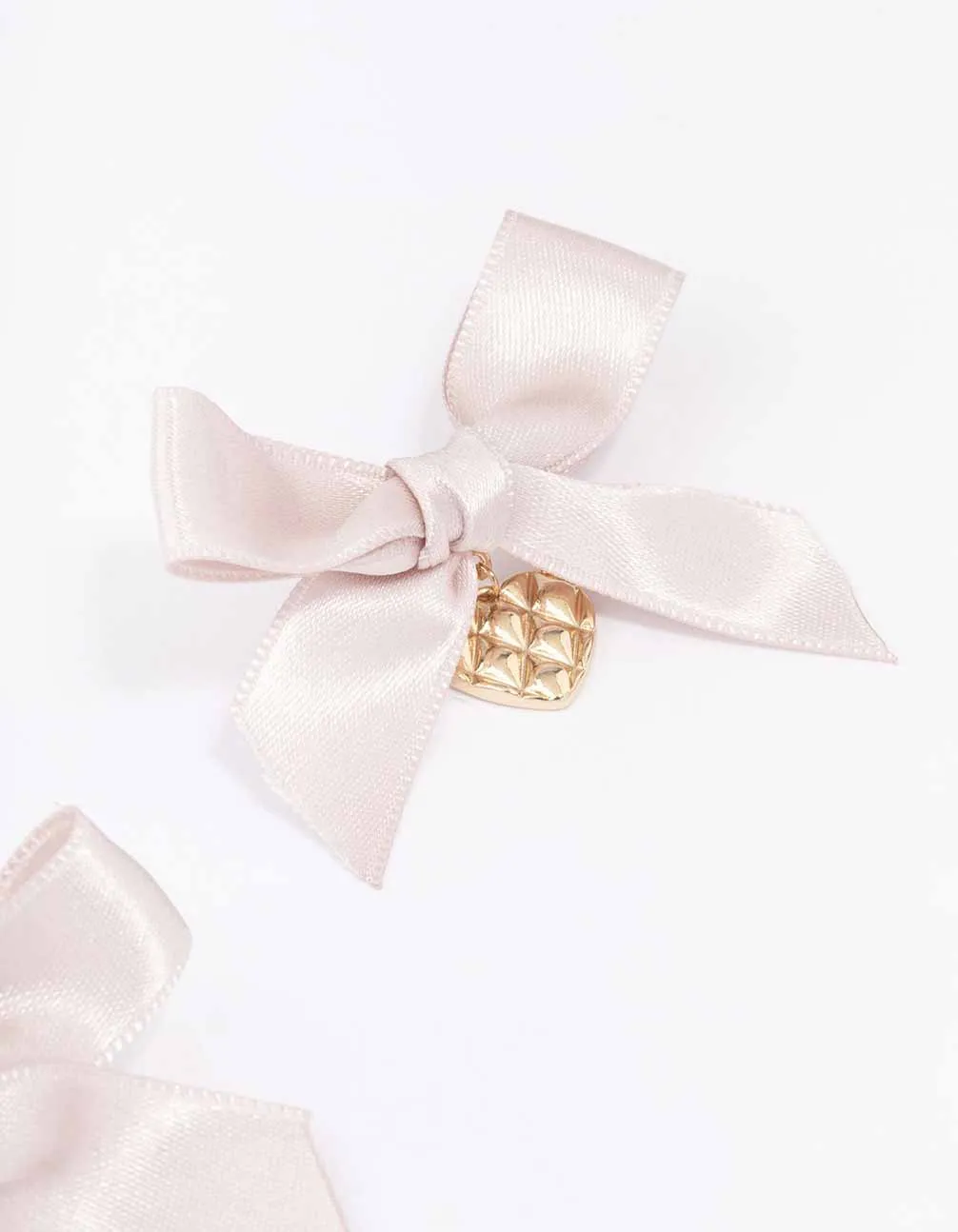 Pink & Gold Textured Bow Heart Earrings sold by lovisa product image thumbnail 3