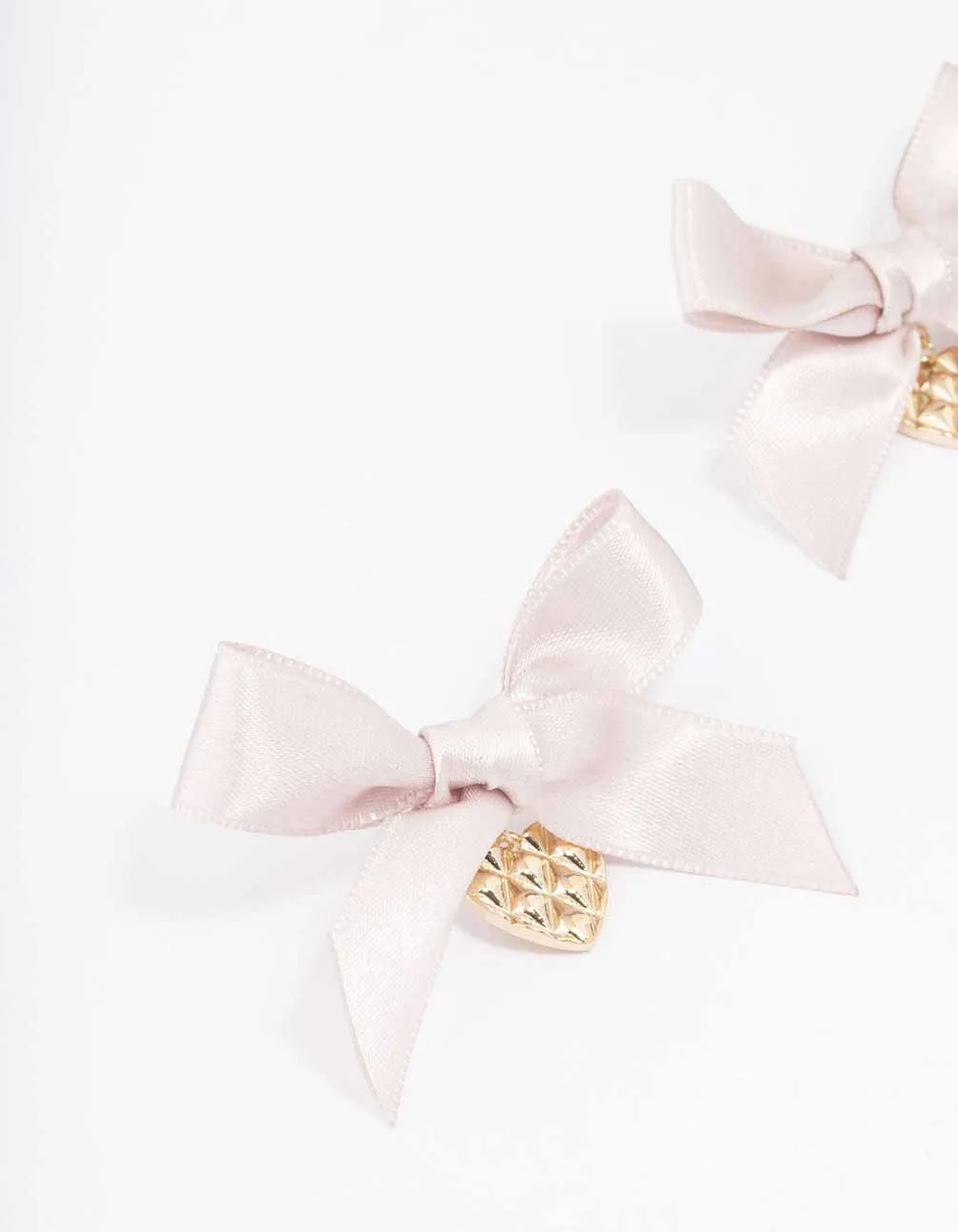 Pink & Gold Textured Bow Heart Earrings sold by lovisa product image thumbnail 2