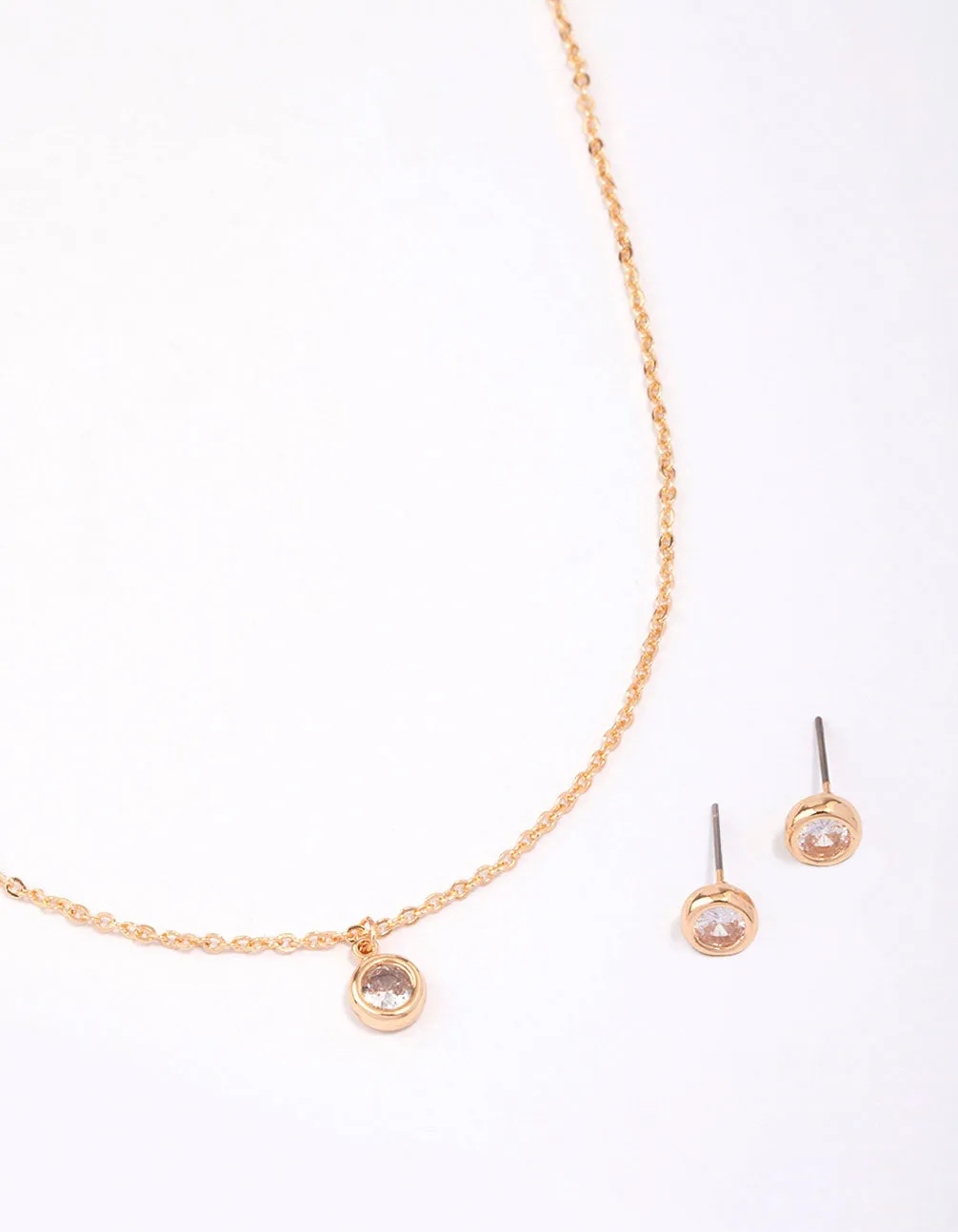 Gold Bezel Diamante Jewellery Set sold by lovisa