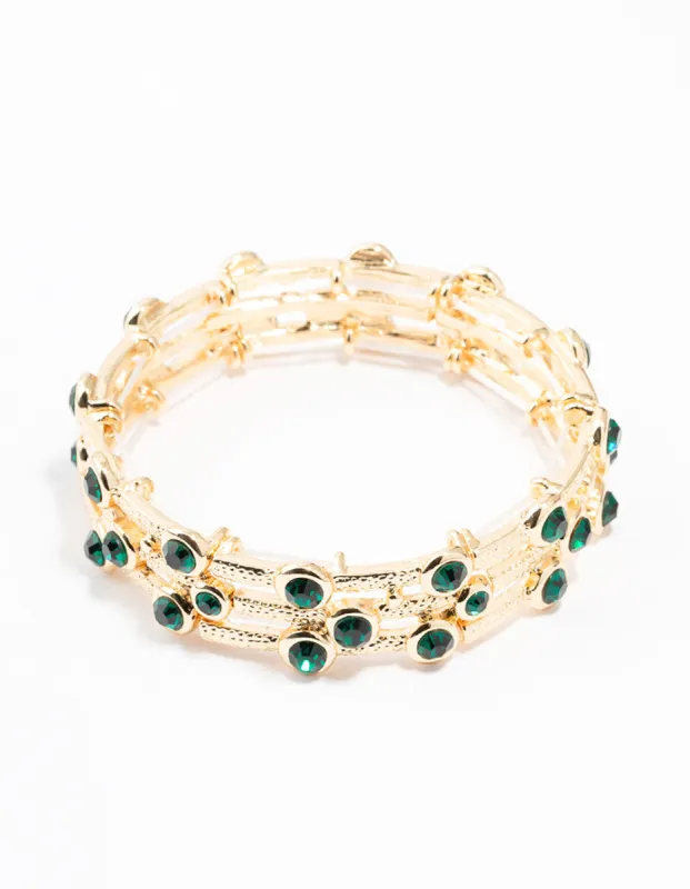 Gold Textured Diamante Bracelet sold by lovisa