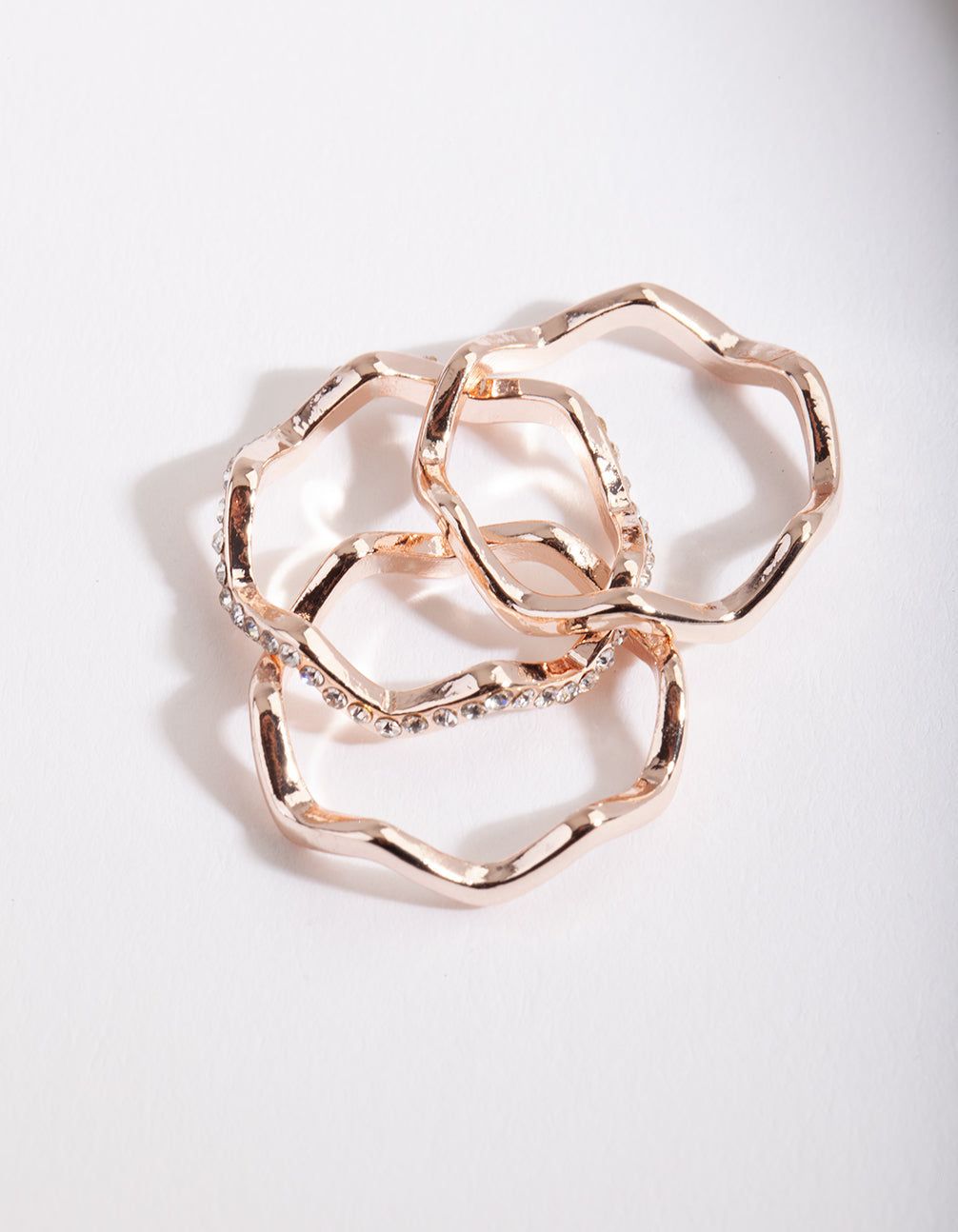 Rose Gold Zig Zag Diamante Ring Stack sold by lovisa product image thumbnail 5