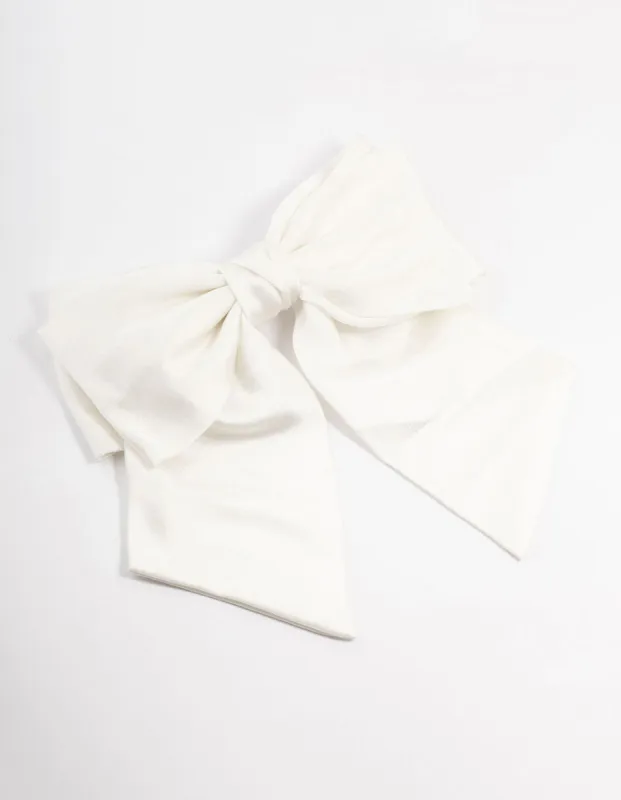 Large White Double Draped Fabric Bow Clip sold by lovisa