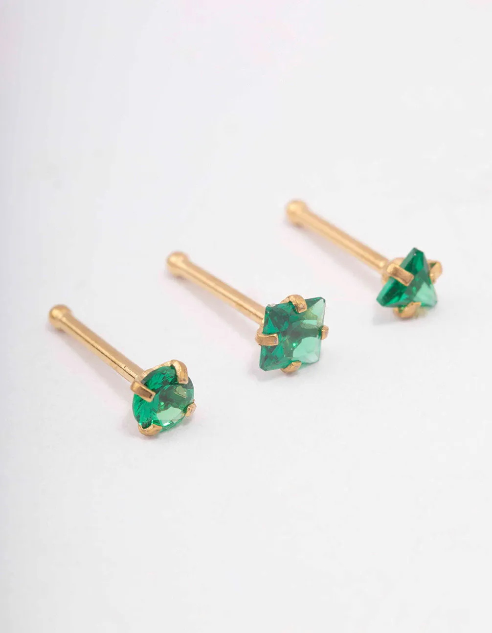 Gold Plated Surgical Steel Triangular Shape Nose Stud 3-Pack sold by lovisa product image thumbnail 4