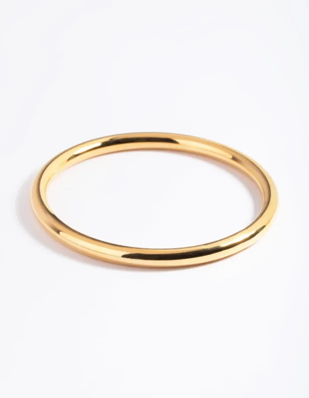 Gold Plated Stainless Steel Statement Round Bangle sold by lovisa