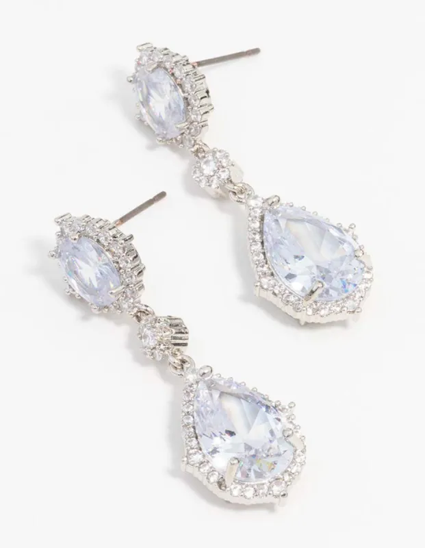 Silver Cubic Zirconia Multiple Drop Earrings sold by lovisa