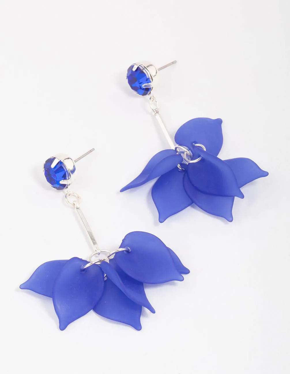 Navy Blue Stone & Stick Petal Drop Earrings sold by lovisa