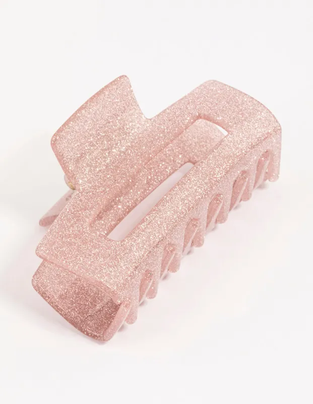 Plastic Pink Glitter Claw Clip sold by lovisa