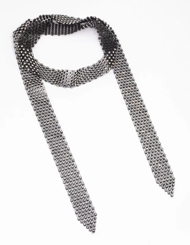 Fabric Skinny Diamante Tie Scarf sold by lovisa