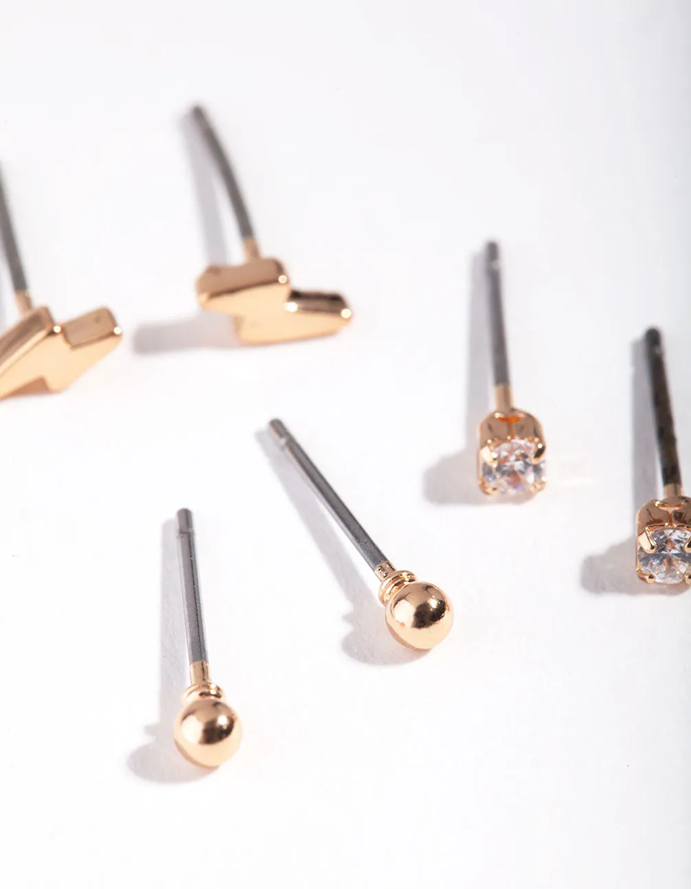 Gold Lightening Bolt & Diamante Stud Earring Pack sold by lovisa product image thumbnail 3